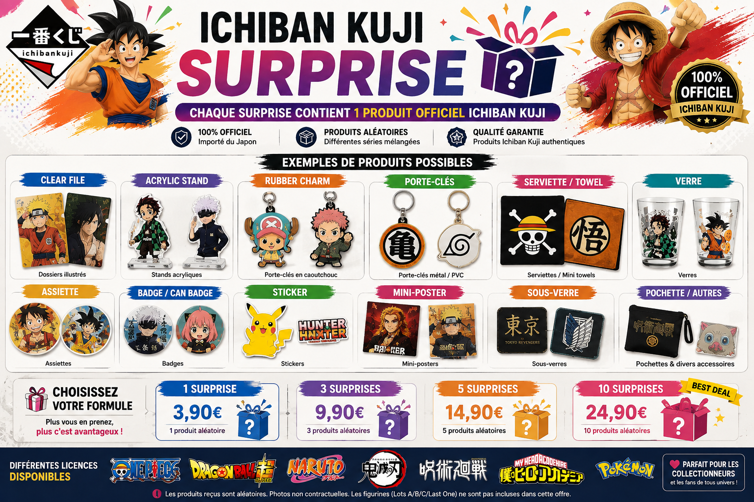 Ichiban Kuji Surprise | Produit Aléatoire – Quantité au choix de 1 à 10 Bandai